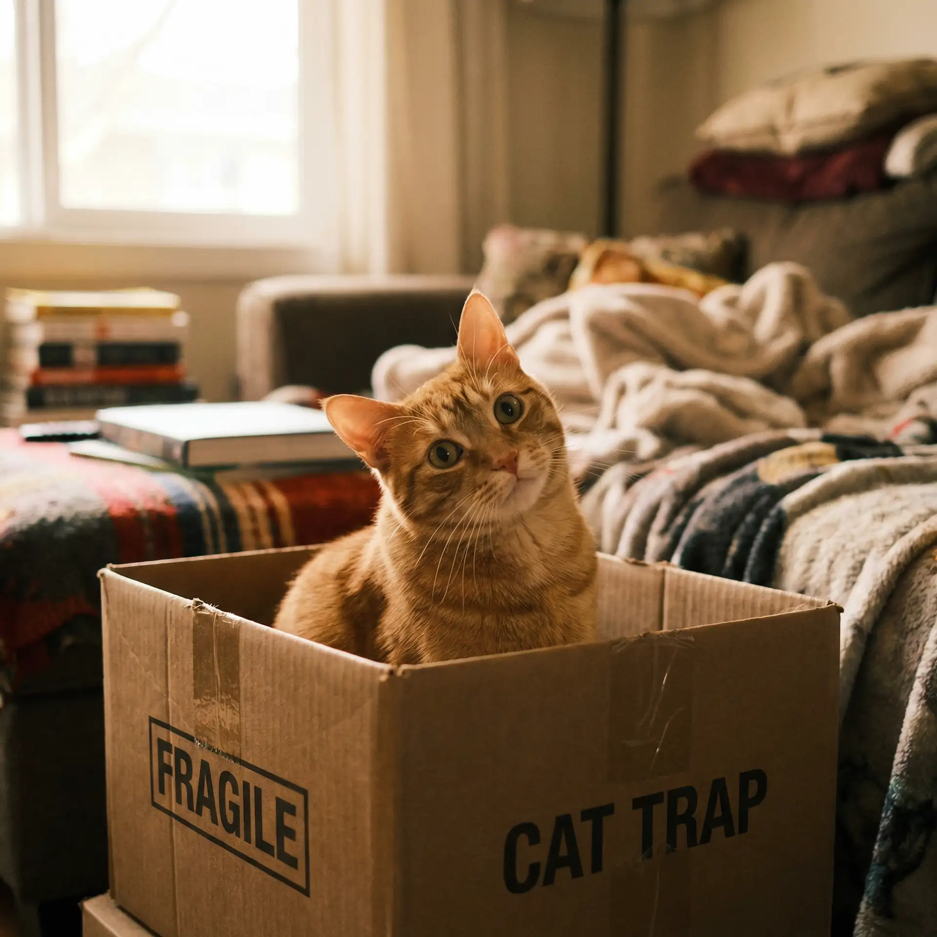 橘猫躲在纸箱里 - 女人Z0Z0特另类