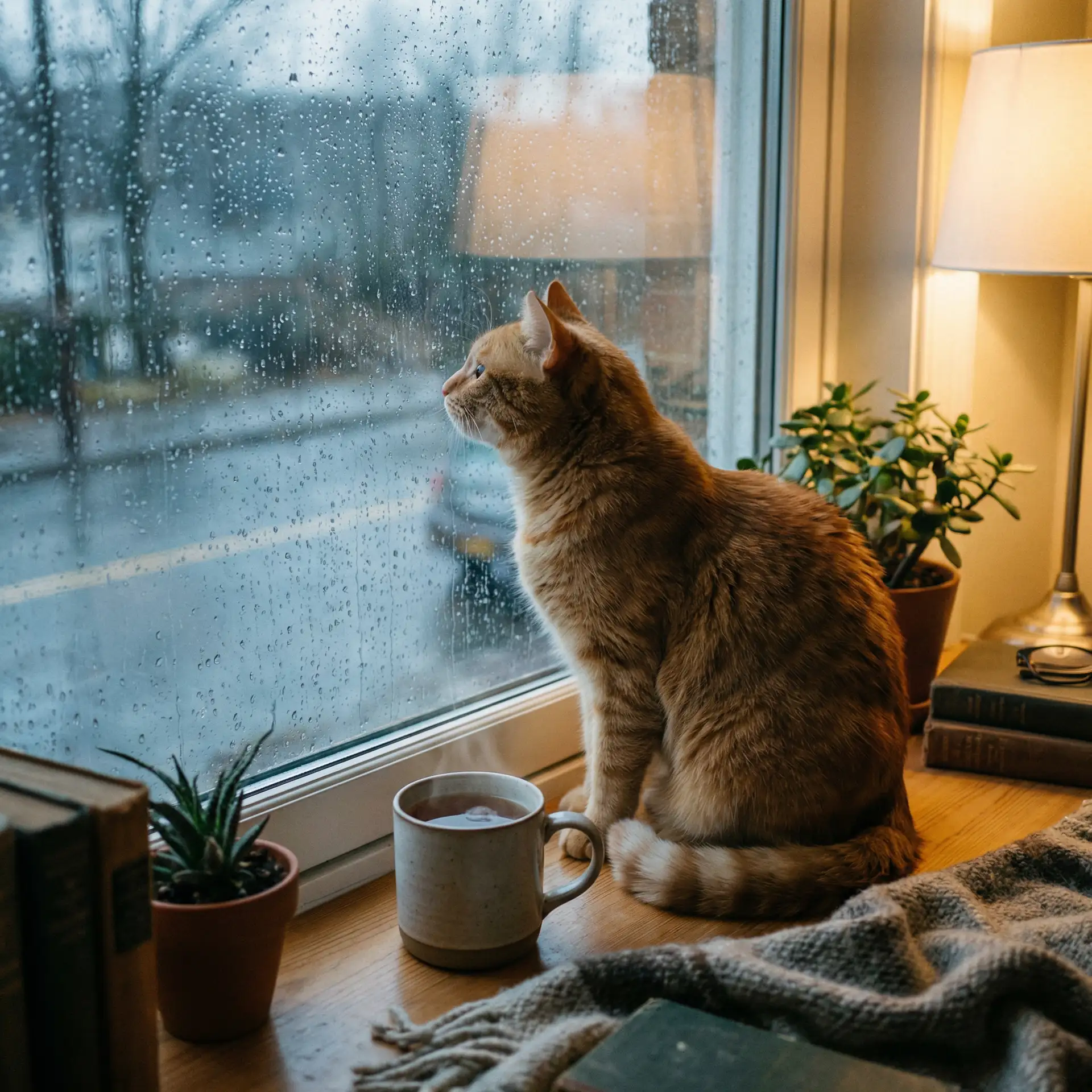 猫咪望着窗外的雨 - 女人Z0Z0特另类